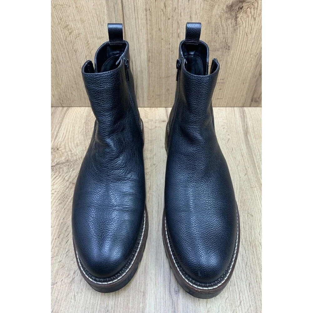 Nordstrom Women Miller 2 Lea Ankle Boots Black Leather Water Resistant Size 10 M